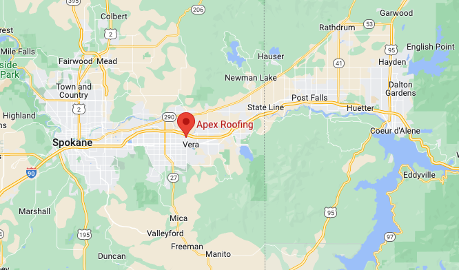 service area map Apex Roofing Spokane